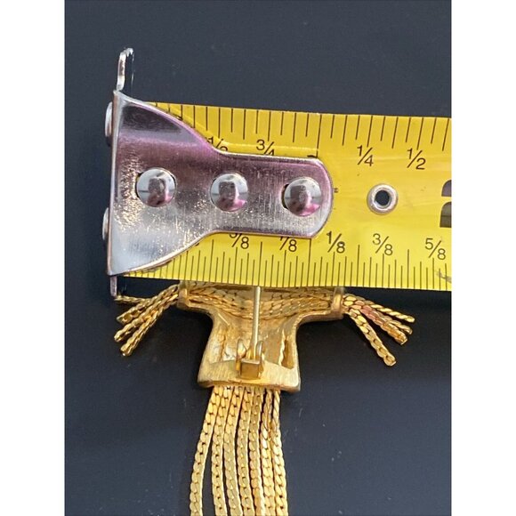 Estate Gold Tone Scarecrow Brooch w/ Rhinestones Bling Grannycore - Picture 9 of 10